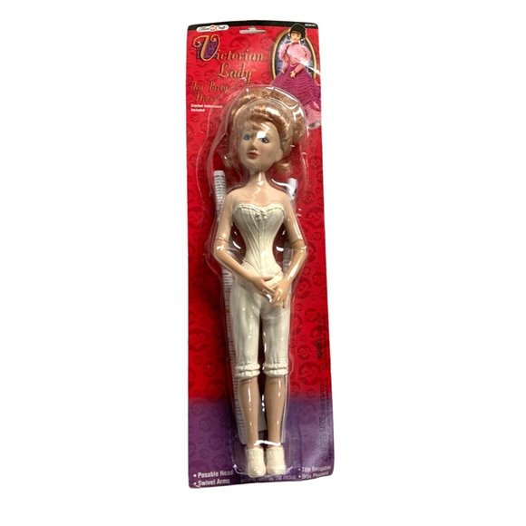 New Victorian Lady Poseable Head Doll Swivel Arm Tea Party Dress Crochet Instruc - Picture 1 of 5